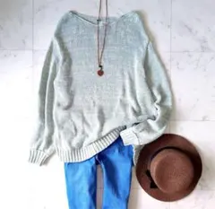 【タグ付】アーバンリサーチドアーズ　テープヤーンMIXニット　コットン リネン