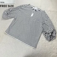 TICCA ティッカ ボーダーカットソー 七分袖 おしゃれ袖 FREE SIZEのサムネイル