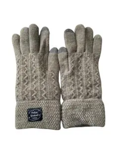 グレー アイボリー ニット 手袋 厚手