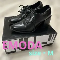 【EMODA】size・M 黒 レザー ヒール付きオックスフォードシューズ