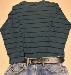 old uniqlo border ボーダー ロンt 黒　緑 y2k