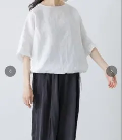 新品タグ付き かぐれ ソフトローンシアーワイドプルオーバー IVORY