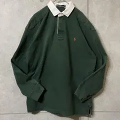 ポロバイラルフローレン ラガーシャツ 刺繍ロゴ 長袖 90s ビンテージ