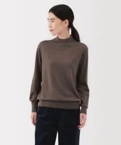 無印良品　婦人　洗えるウールハイゲージハイネックセーター　ブラウン系　Mサイズ