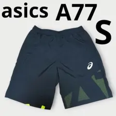 アシックス　A77 ストレッチクロスハーフパンツ　S　ブラック×イエロー　D2のサムネイル