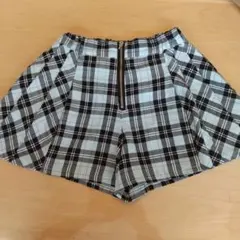 水色チェック柄フレアスカート キュロット130