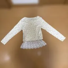 Honeys COLZA 裾レースキャミ付カーデ　アイボリー花柄　Lサイズのサムネイル