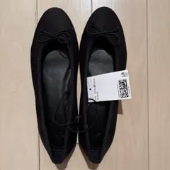 H&M リブニット バレエシューズ ブラックのサムネイル