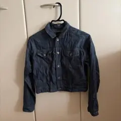 濃いデニムブルー クロップドジャケット