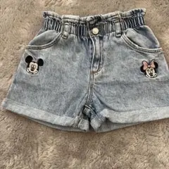 ZARA デニムショートパンツ 4-5歳 ミッキー・ミニー刺繍