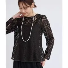 新品未使用♡ロペピクニック　ブラック 花柄レース 長袖 トップスのサムネイル