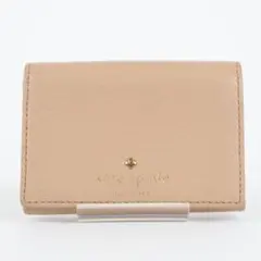 【美品✨】ケイトスペード 2つ折り財布 型押し シボ革 レザー ベージュ