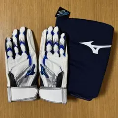Mizuno バッティング用手袋 ホワイト、ニーパッドのセット