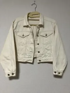 アイボリー クロップドデニムジャケット M