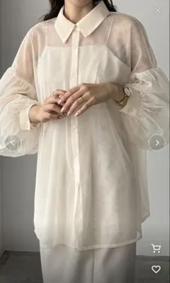 Louere チュールボリュームスリーブシアーシャツのサムネイル