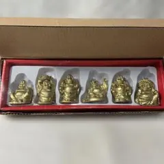【縁起物】ミニ布袋様 6体セット 置物 金運・開運（高さ:5cm 幅:3cm）