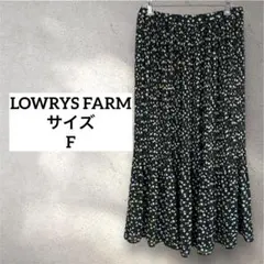 【ローリーズファーム】小花柄ロングプリーツスカート/フレア/ブラック/Fサイズ