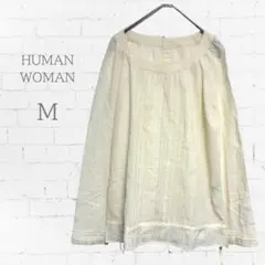 HUMAN WOMAN 長袖シャツ ブラウス レース 綿 春夏 アイボリー Mのサムネイル