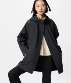 ユニクロ　ブロックテックハーフコート黒XL