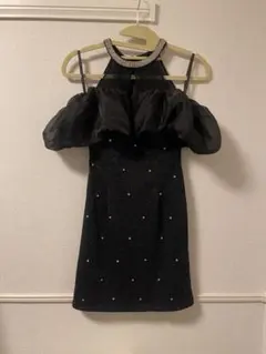 Jewels キャバドレス 黒 Sサイズ シアー パフスリーブ