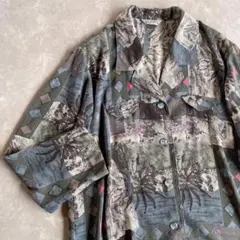 used レトロ 総柄 ロング シャツ 古着 ヴィンテージ vintage