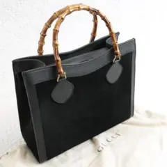 美品！GUCCI　スエードレザー　ハンドバッグ　バンブー　グッチ