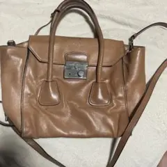 PRADA ブラウン レザー ハンドバッグ