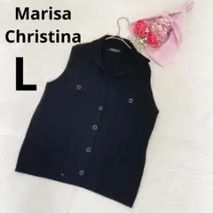 マリサクリスティーナ ウール100 飾りボタン ニットベスト ブラック L