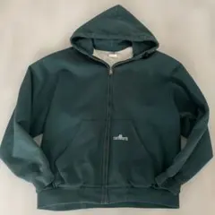 Carharttカーハート　USジップパーカー、古着レア刺繍ロゴ、グリーンXL