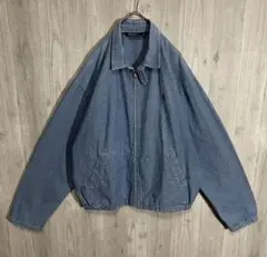 【希少モデル】ポロバイラルフローレン　刺繍ロゴ入　デニム　スイングトップ　90s