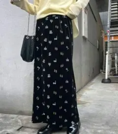 【2025年S/S新作】花柄刺繍ベロアスカート　チャオパニックティピー