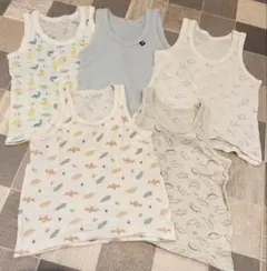 恐竜柄ベビー肌着5枚セット　ノースリーブ　タンクトップ　夏肌着　95