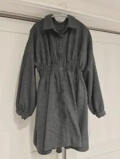 GRL ボリュームスリーブツイードフレアシャツワンピース