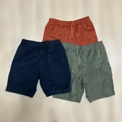 ユニクロ　ショートパンツ3点セット ブラック・オリーブ・暗めのオレンジ