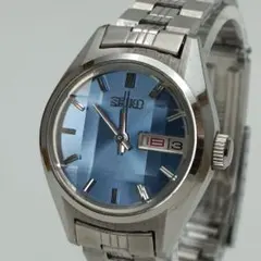 稼働　SEIKO　2706　自動巻き　青文字盤　カットガラス　21石　レディース