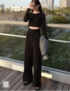 GRL センタープレスワイドタックロングパンツ　[gm615]