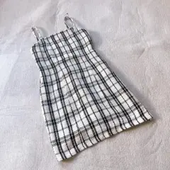 美品✨GRL グレイル（M）ツイード風 チェック柄 キャミワンピース ミニ