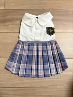 犬服 プリーツスカート ホワイトチェック