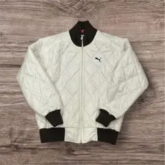 PUMA プーマ　キルティングブルゾン　くすみホワイト×ブラウン　ジャケット　M