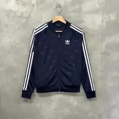 adidas 総柄 トラックジャケット ジャージ トレフォイルロゴ アディダス