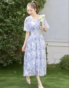 トッコクローゼット 花柄ワンピース　ブルー　花柄　ワンピース
