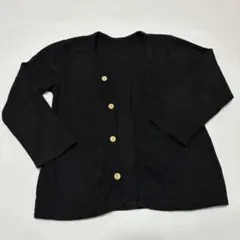 キッズカーディガン　120㎝　ブラック　ワッフル生地　ポケット付き