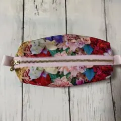 花柄ボックス型ファスナーポーチ