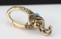 真鍮 キーホルダー キーリング カラビナ フック 象 ビンテージ レトロ