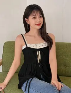 FRIFUL リボンキャミソール フリル ブラック