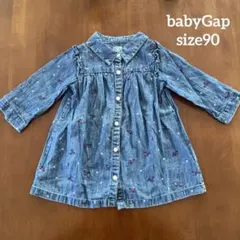 ベビーギャップ デニム　花柄　シャツワンピース　90