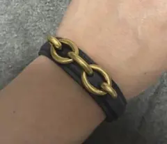 激レア ロエベ ヴィンテージ レザーブレスレット 廃盤 ゴールド 