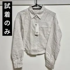 GU オックスフォードシャツ(長袖) ストライプ S 【試着のみ】【2024冬】