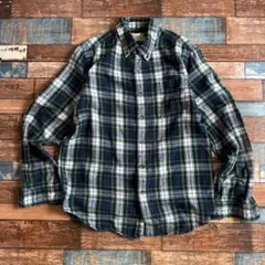 L.L.Bean チェックネルシャツ S 緑系トラッド ゆるダボビッグシルエット