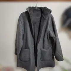 グレー フード付き フリースジャケット